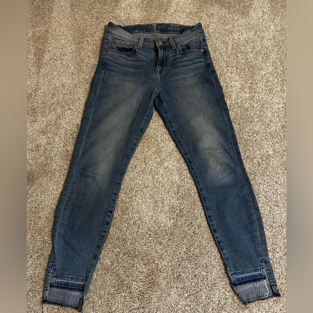 7 for All Mankind the ankle skinny light denim